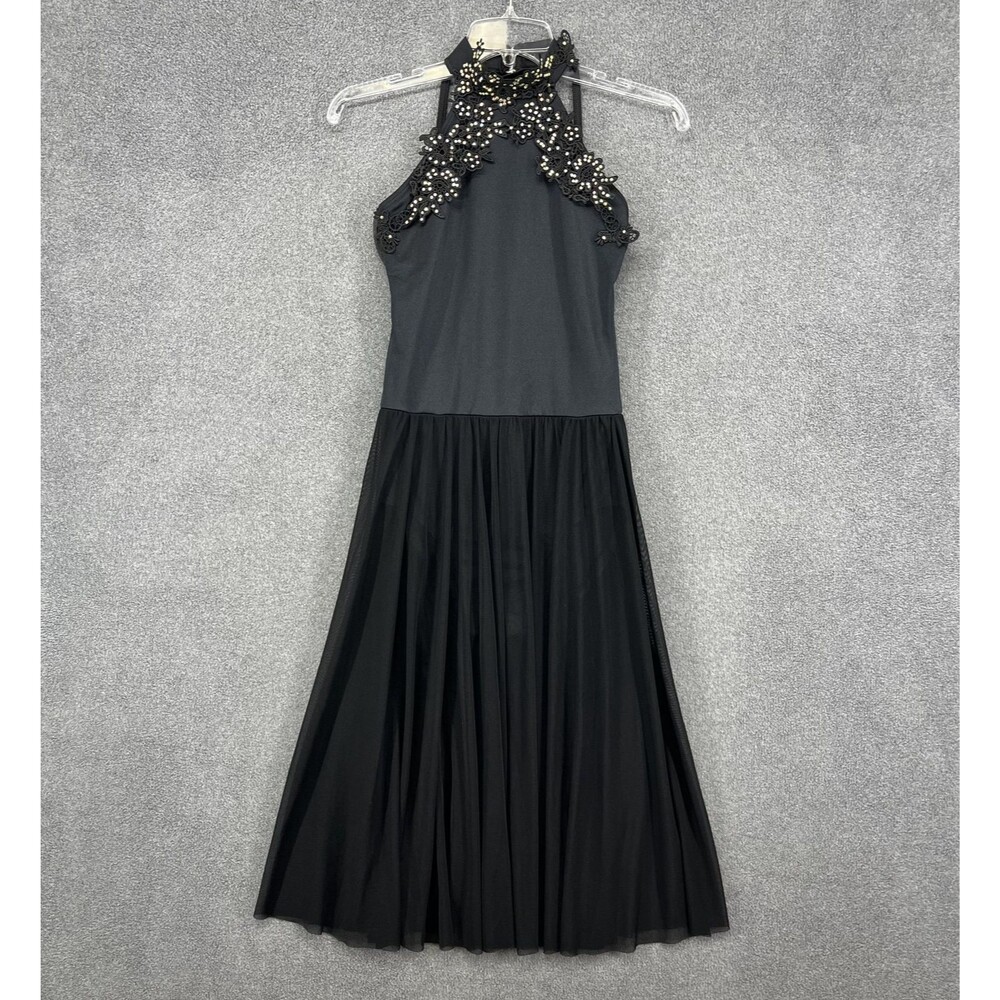 Weissman Dress Womens Small Black Embellished Halter Ballroom Dance Costume